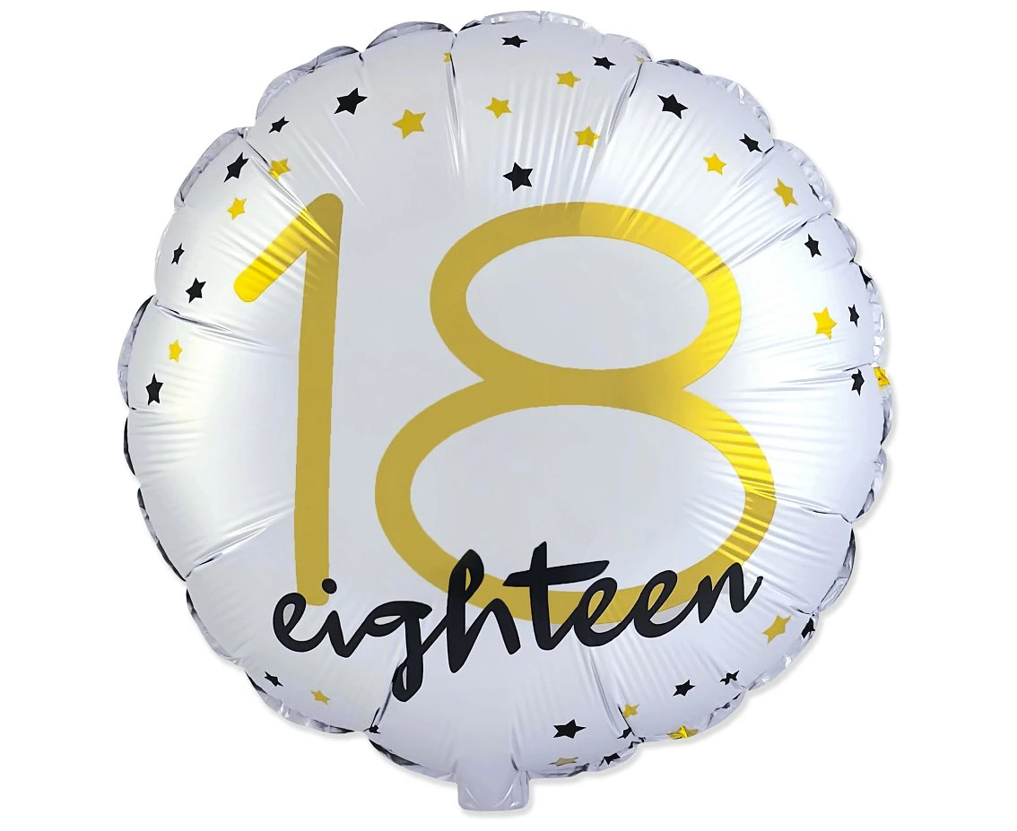Foil balloon 18" FX - Happy Birthday 18 (round), packed